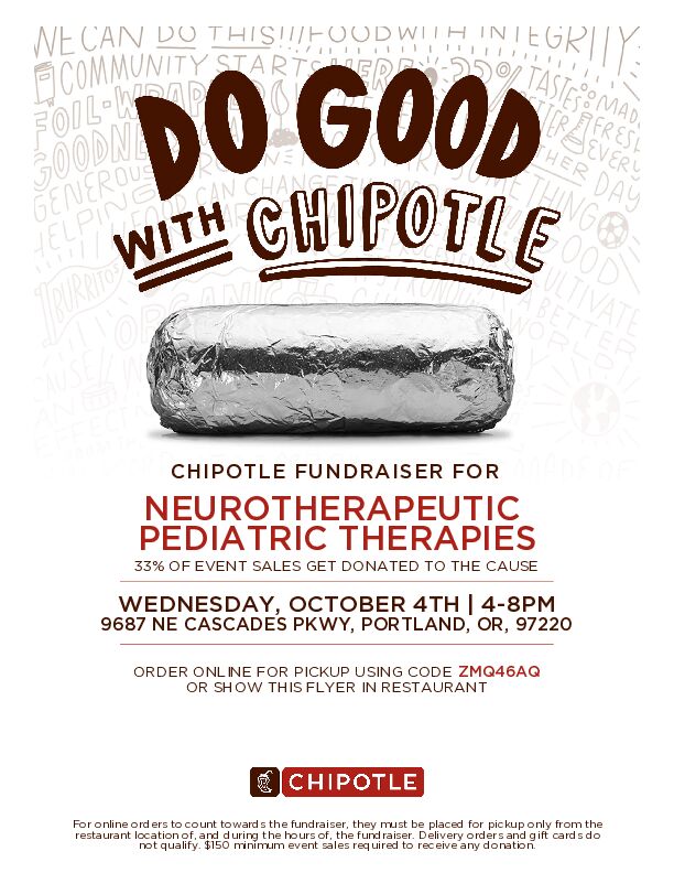 Flyer promoting Chipotle's fundraiser for our organization.