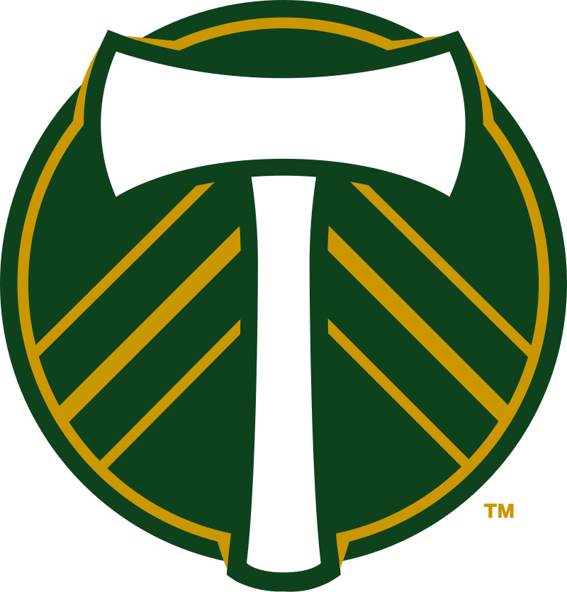 Portland Timbers logo. There is an axe in the center of a circle.